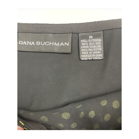 DANA BUCHMAN Black & Green Polka Dot Silk (2) Piece Set Skirt-10 /Top-12 - Picture 13 of 16